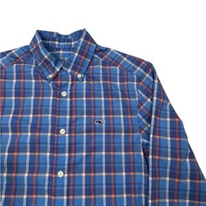 Vineyard Vines Men's Performnce Classic Fit Blue Plaid Whale Shirt XS